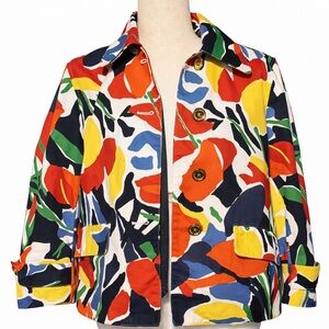 Lauren Ralph Lauren colorful cotton denim ish jacket w gold buttons. L